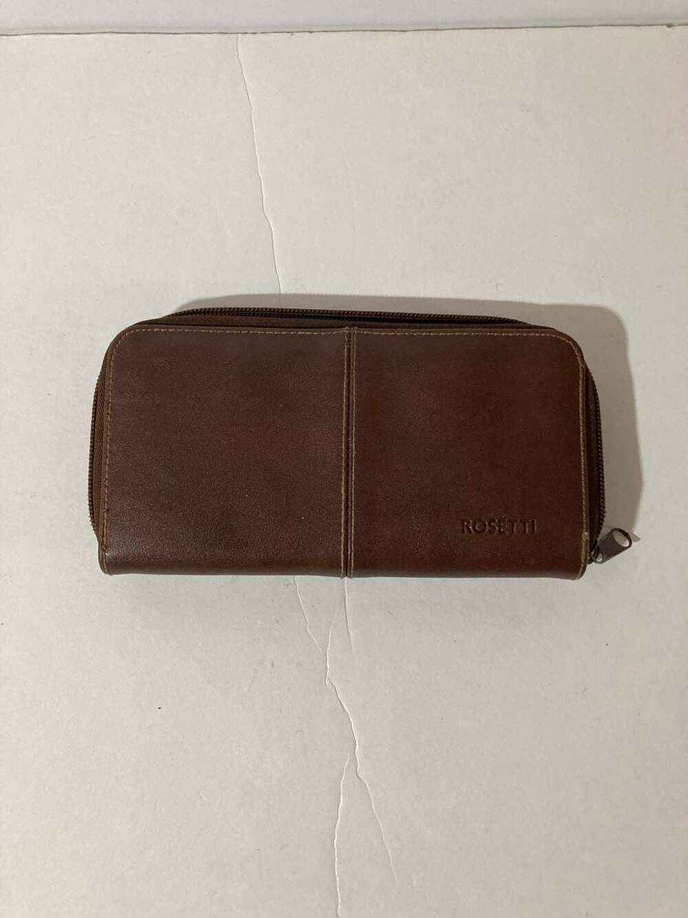 Rosetti Brown Faux Leather Zip-Around Organizer Wallet Clutch